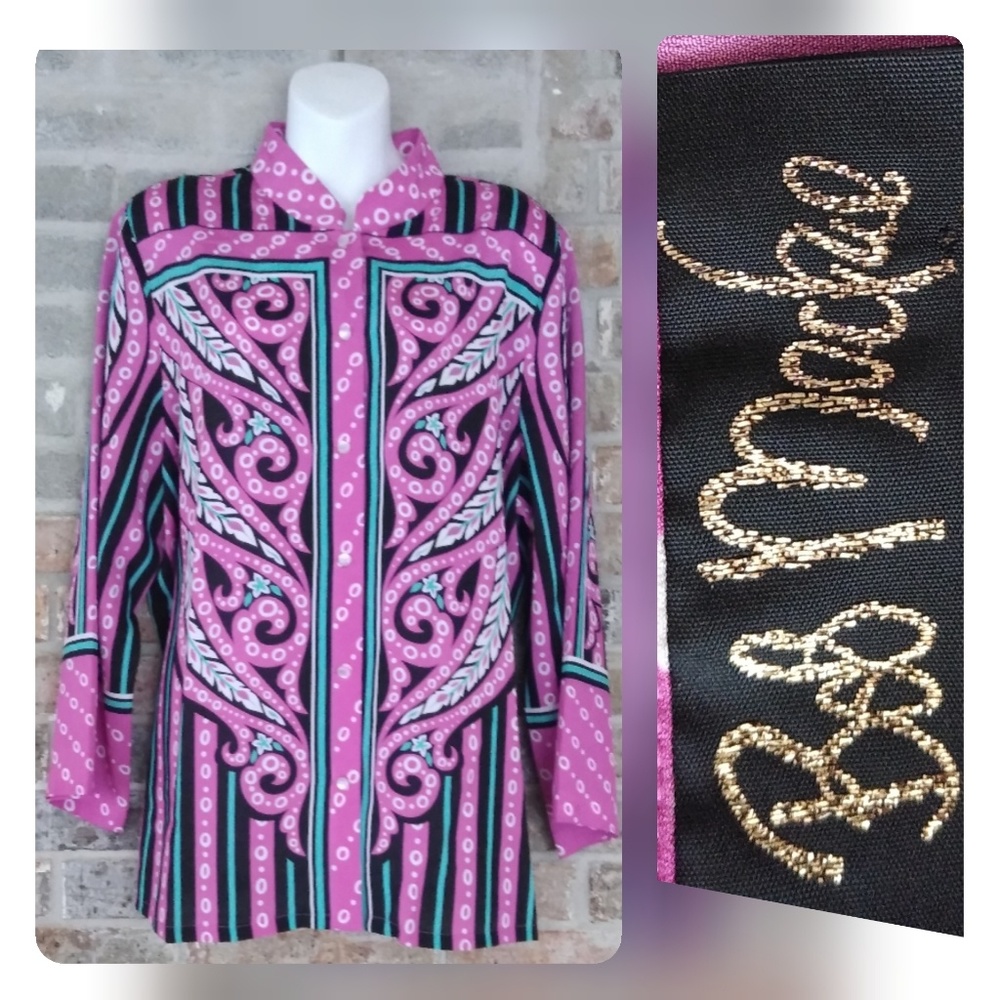 Bob Mackie placement print pant set Pink XL